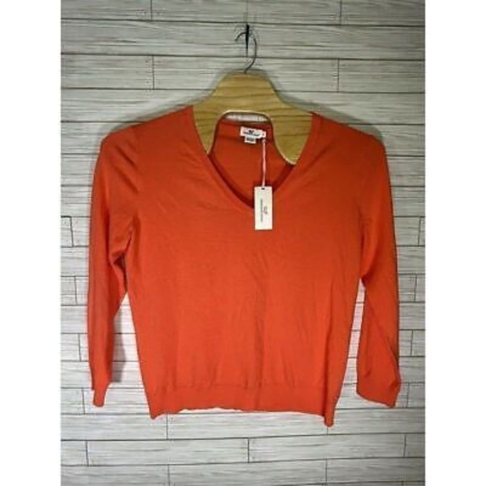 NWT Vineyard Vines Sweater Cara Cara V-Neck  Top Cotton Rayon Spandex‎ Sz XL